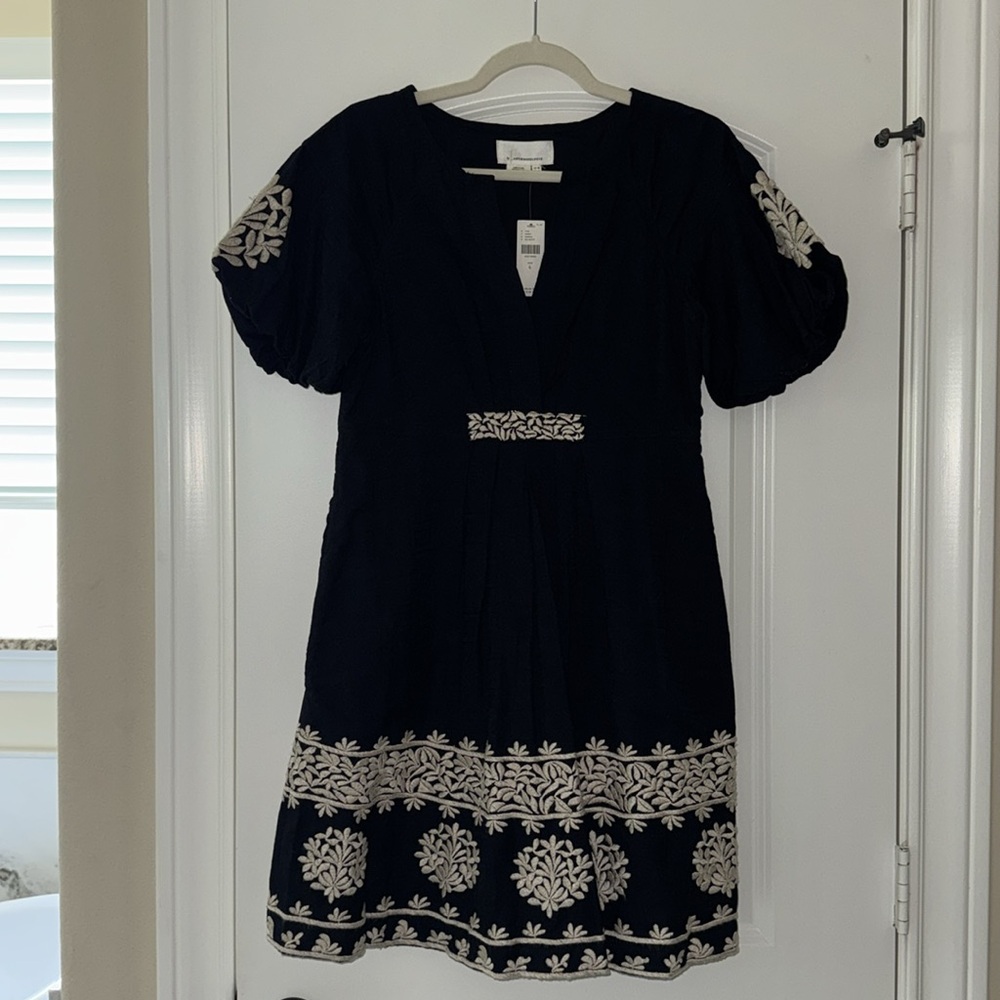 Anthropologie Elegant Black and White Embroidered Dress - Picture 3 of 6